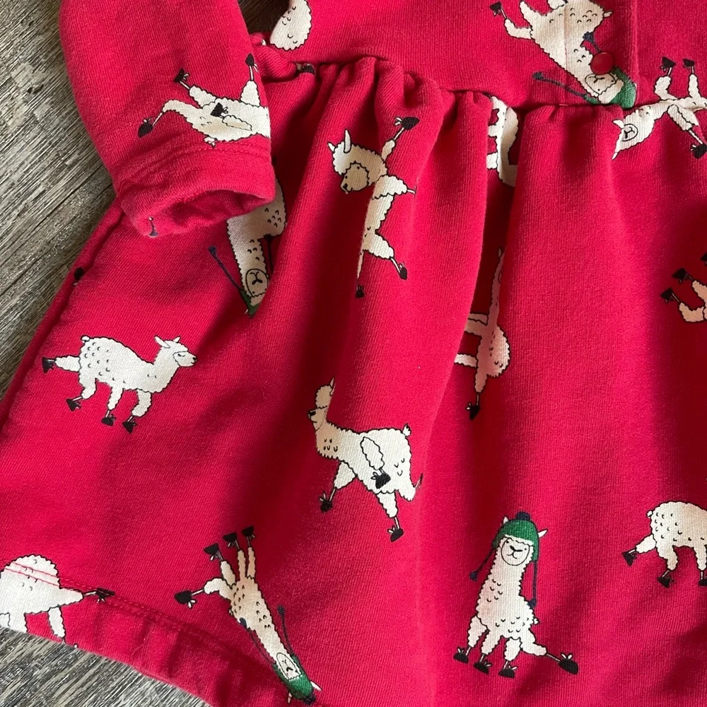 Hanna Andersson long sleeve llama print dress